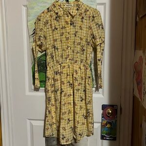 Yellow Tartan Floral Dress